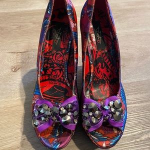 Iron fist peep toe wedges